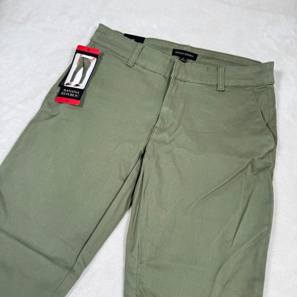 Banana‎ Republic Womens Cropped Chino Pant Green Olive Size 8 NWT 1760086